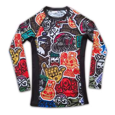 PRIDE OR DIE ''Stickers' RASHGUARD - BLACK